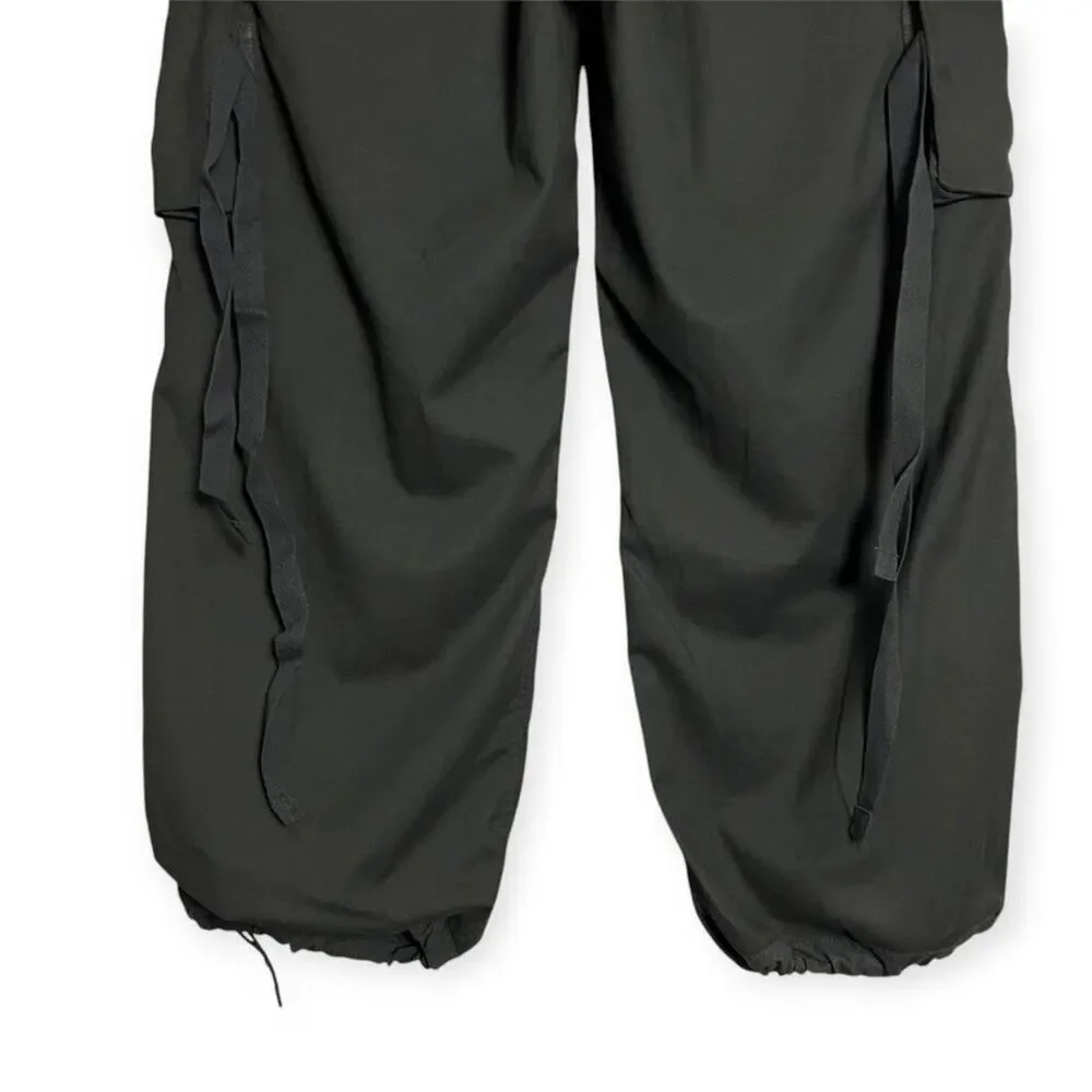 KUON Flannel Cargo Trousers Mens L Black Wide Leg Japan Utility BAGGY NWT